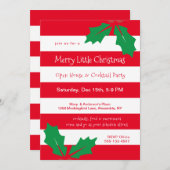 Modern Red Stripes Holly Holiday Party (Voorkant / Achterkant)