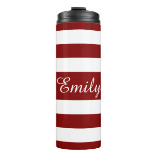 Modern Red Stripes Script Thermosbeker