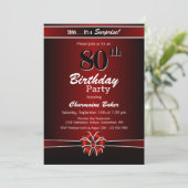 Modern Red Surprise 80ste verjaardagsfeest Kaart (Staand voorkant)