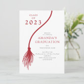 Modern Red Tassel Graduation Party Kaart (Staand voorkant)