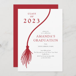 Modern Red Tassel Graduation Party Kaart