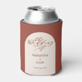Modern Red Terracotta Calligraphy Wedding Favors Blikjeskoeler (Blikje Voorkant)