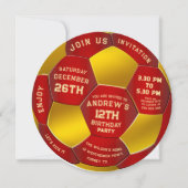 Modern Red Text Soccer Ball Birthday Invitation  Save The Date (Voorkant)