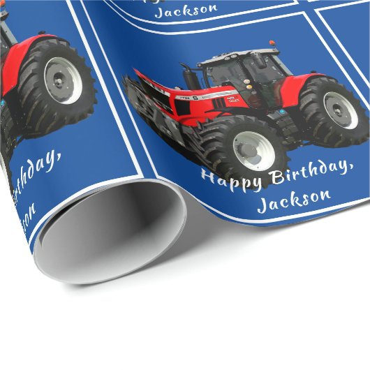 Modern Red Tractor Cadeaupapier (Rol Hoek)