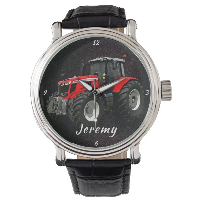 Modern Red Tractor Horloge (Voorkant)