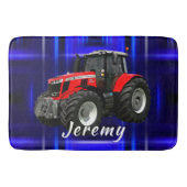 Modern Red Tractor op blauw Badmat (Voorkant)