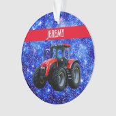 Modern Red Tractor op blauw Ornament (voorkant)