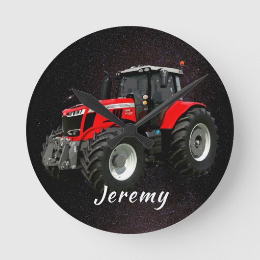 Modern Red Tractor  Ronde Klok (Voorkant)