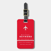 Modern Red Travel Bag Label met aangepaste naam Bagagelabel (Voorkant verticaal)