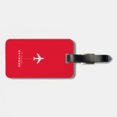 Modern Red Travel Bag Label met aangepaste naam Bagagelabel (Achterkant horizontaal)