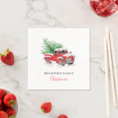 Modern Red Truck met kerstboomnaam Servet (Insitu)