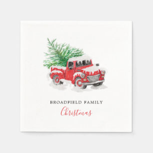 Modern Red Truck met kerstboomnaam Servet