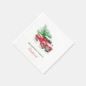 Modern Red Truck met kerstboomnaam Servet (Hoek)