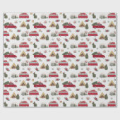 Modern Red Truck Trailer Vacking Kerstmis Cadeaupapier (Vlak)