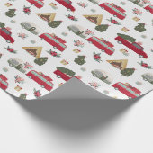 Modern Red Truck Trailer Vacking Kerstmis Cadeaupapier (Hoek)