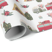 Modern Red Truck Trailer Vacking Kerstmis Cadeaupapier (Rol Hoek)