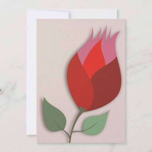 Modern Red Tulip Paper Cutout Art Blank Note Feestdagenkaart (Voorkant)