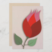 Modern Red Tulip Paper Cutout Art Blank Note Feestdagenkaart (Voorkant / Achterkant)