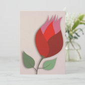 Modern Red Tulip Paper Cutout Art Blank Note Feestdagenkaart (Staand voorkant)