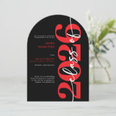 Modern Red Typography Arch Grad Announcement Kaart (Staand voorkant)