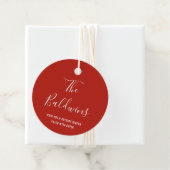Modern Red Typography Name Holiday Bedankjes Labels (In situ)