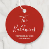 Modern Red Typography Name Holiday Bedankjes Labels (Voorkant)