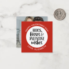 Modern Red Valentine Hugs Kisses Photo  Notitiekaartje