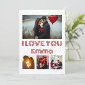 Modern Red Valentine’s Day Photo Card – 4 Photos Kaart (Staand voorkant)
