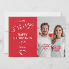 Modern Red Valentine’s Day Photo Card Bedankkaart