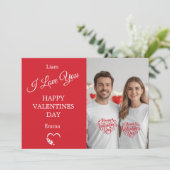 Modern Red Valentine’s Day Photo Card Bedankkaart (Staand voorkant)