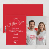 Modern Red Valentine’s Day Photo Card Bedankkaart (Voorkant / Achterkant)