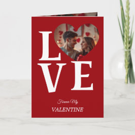 Modern Red Valentine’s Day Photo Card Kaart