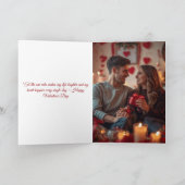 Modern Red Valentine’s Day Photo Card Kaart (Binnen)