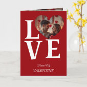 Modern Red Valentine’s Day Photo Card Kaart (Gele Bloem)