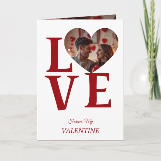 Modern Red Valentine’s Day Photo Card Kaart (Voorkant)