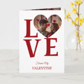 Modern Red Valentine’s Day Photo Card Kaart (Gele Bloem)