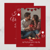 Modern Red Valentine’s Day Photo Card Kaart (Voorkant / Achterkant)