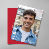 Modern Red Vertical Name Graduation Photo Card Kaart