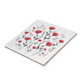 Modern Red Waterverf Floral Motif Tegeltje (Zijkant)