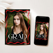 Modern Red Wavy Lijst Afstudeerder 2 Foto Afstuder Aankondiging