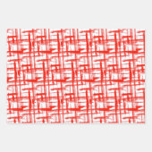 Modern Red Weave Merry kerstbessen Inpakpapier Vel (Voorkant)