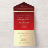 Modern Red Wedding All In One Uitnodiging (Binnen)