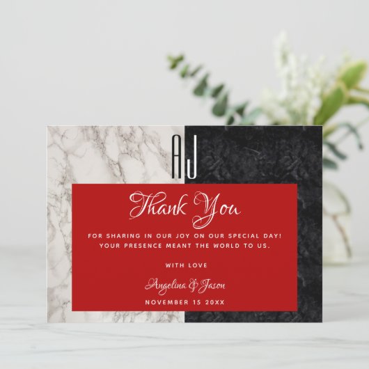 Modern Red Wedding Bedankkaart (Staand voorkant)