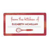 Modern Red Whisk Canning/Kitchen Labels (Voorkant)