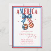 modern Red White &Blue 4th of July Party Kaart (Voorkant)