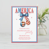 modern Red White &Blue 4th of July Party Kaart (Staand voorkant)