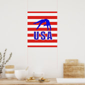 Modern Red White Blue Stars Stripes USA Gymnastiek Poster (Keuken)