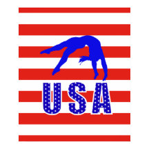 Modern Red White Blue Stars Stripes USA Gymnastiek