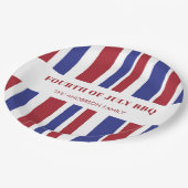Modern Red White Blue Stripes 4 juli BBQ Party Papieren Bordje (Gekanteld)