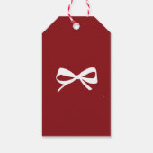 Modern red white bow minimalist Merry Christmas Cadeaulabel (Achterkant)